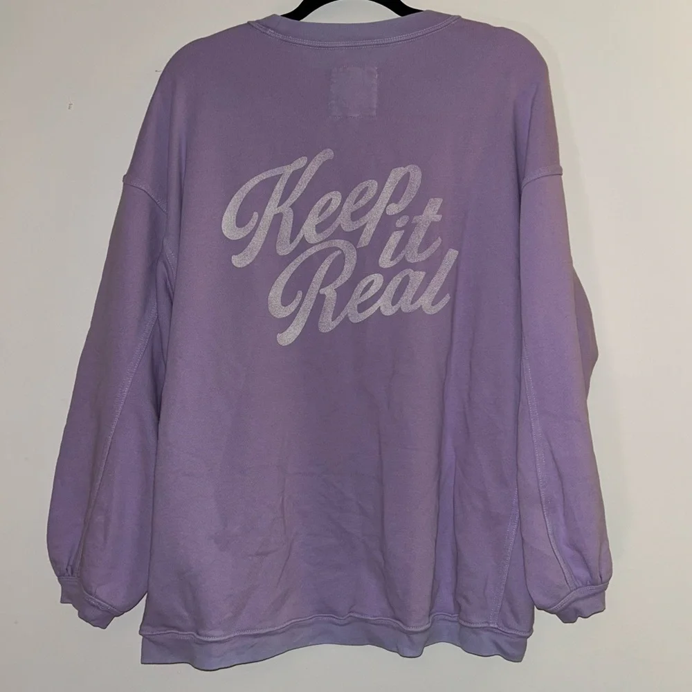 Aerie Oversized Keep It Real Crewneck Small Purple - Picture 2 of 4